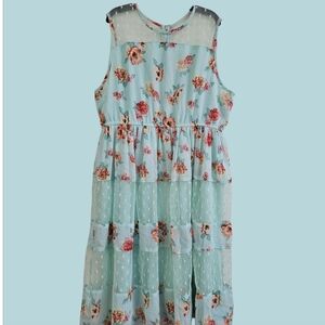 D. Signed By Disney Sleeveless Floral Polka Dot Dress Size 14/16
